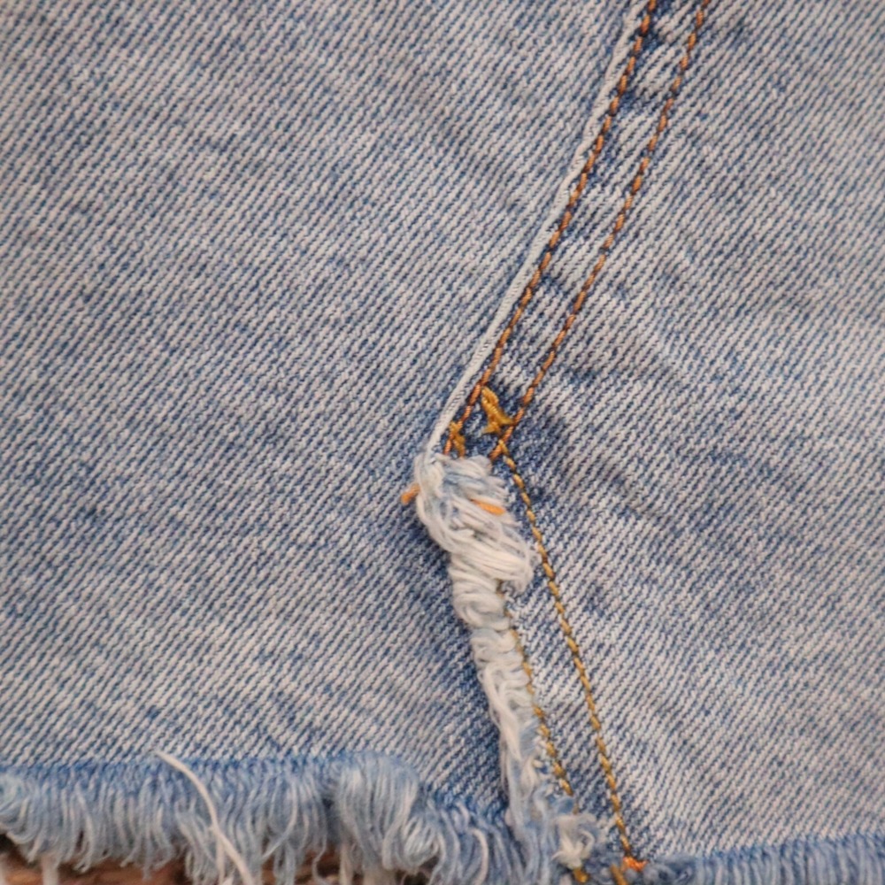 We The Free Brea Cutoff Distressed Denim Mini Skirt Size 24 Waist 12" Length 15" - Picture 13 of 16